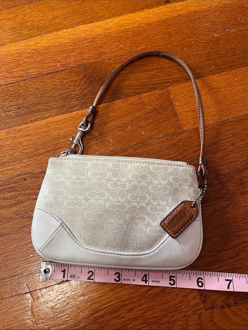 Coach Ivory Signature Canvas Wristlet